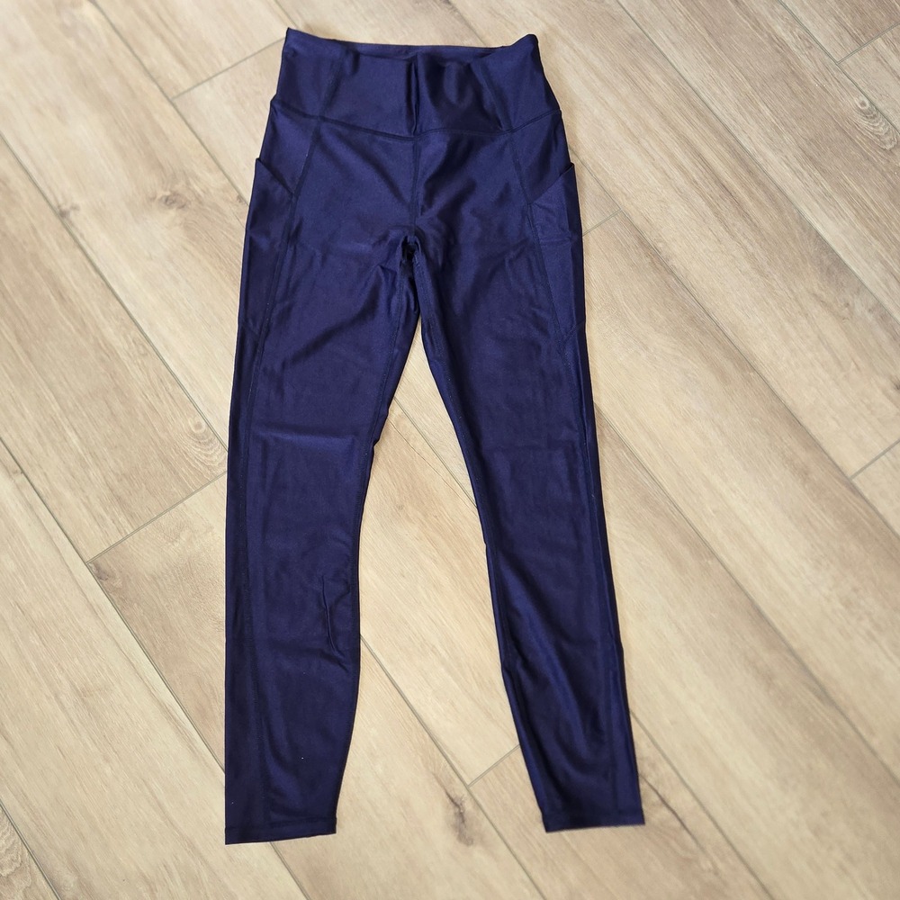 Fabletics Navy Blue High Waisted Leggings with Pockets Womens Medium Activewear